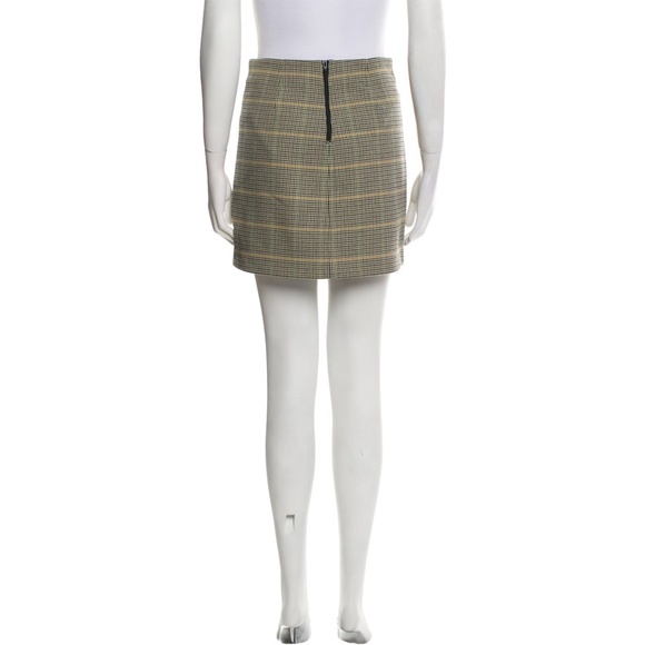 A.L.C | Plaid Print Mini Skirt with Leather Trim Embellishment | Size 2 - Picture 2 of 10